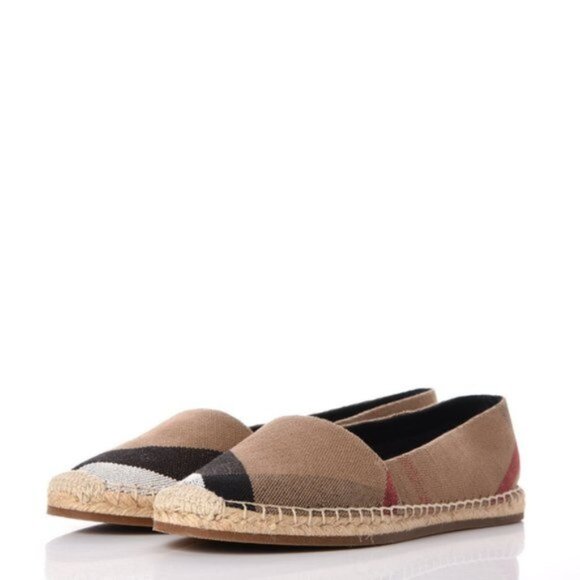 Authentic Burberry Brit Hodgeson Espadrilles Flats Canvas Beige Check 37… - Picture 1 of 11